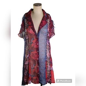 Free People Sheer Shirt Dress, XL, does not include slip